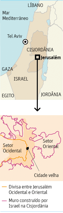 Mapa de Jerusalém dividida
