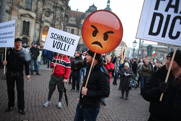 Manifestao anti-imigrao do Pegida em Dresden, em 19 de outubro