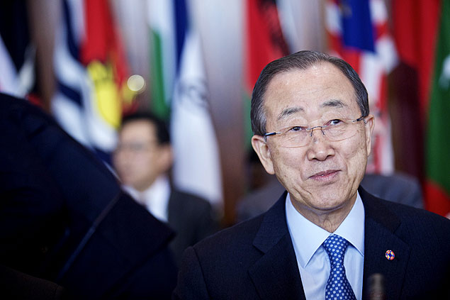 Secretário-geral das Nações Unidas, Ban Ki-moon, durante evento sobre o clima em La Valetta, Malta