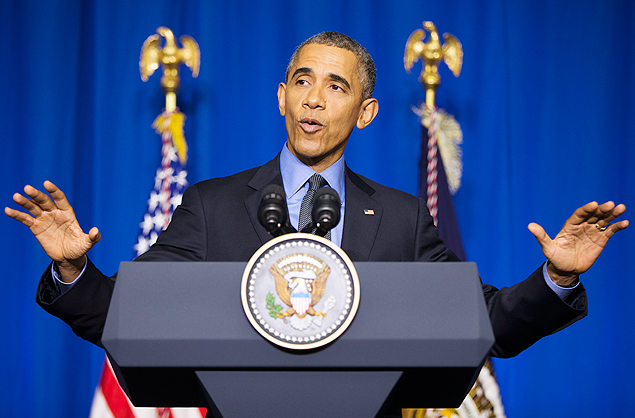 O presidente dos EUA, Barack Obama, concede entrevista aps encontro paralelo  COP21
