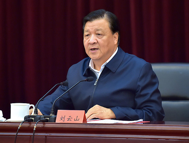 Liu Yunshan, membro permanente do Politburo do PC chins, em evento em Pequim no final de outubro 