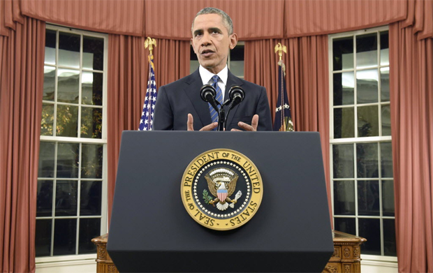 O presidente americano, Barack Obama, durante pronunciamento ao vivo da Casa Branca