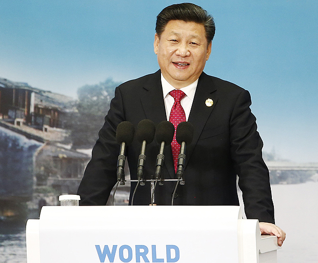O presidente da China, Xi Jinping, durante discurso em Wuzhen, em dezembro do ano passado