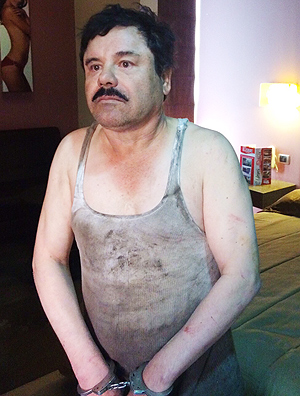 Imagem de Joaqun "El Chapo" Guzmn no momento de sua captura, na cidade de Los Mochis, Sinaloa (Mxico)