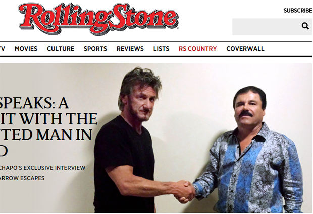 Imagem divulgada pela revista "Rolling Stone" do ator Sean Penn com o megatraficante Joaqun "El Chapo" Guzmn 