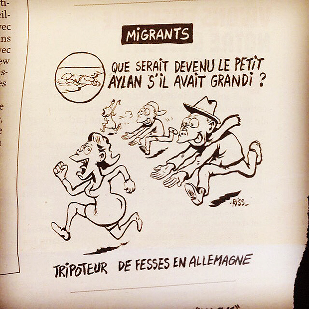 Charlie Hebdo depicts Arab migrants as beast-like creatures that are out of control. This is racist. Plain & simple