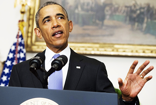 O presidente dos EUA, Barack Obama, durante discurso na Casa Branca