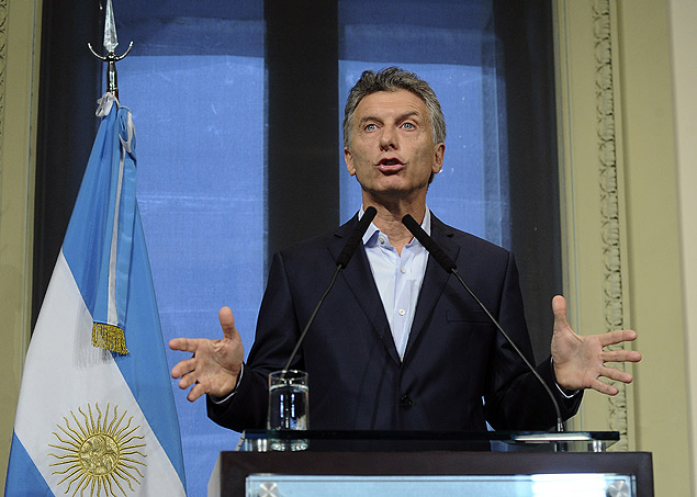 O presidente da Argentina, Mauricio Macri, em entrevista coletiva na Casa Rosada em 12 de janeiro