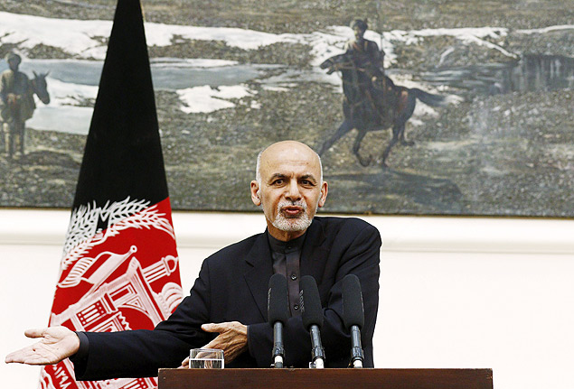 O presidente do Afeganisto, Ashraf Ghani, em entrevista coletiva em 31 de dezembro em Cabul