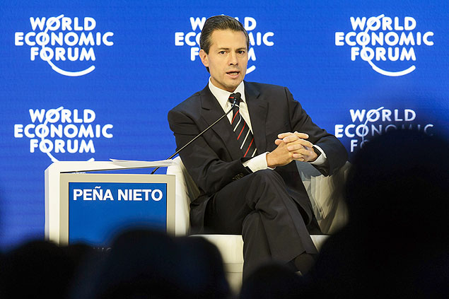 O presidente do Mxico, Enrique Pea Nieto, durante debate no Frum Econmico Mundial, em Davos