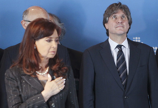 O ento vice-presidente argentino, Amado Boudou, inaugura ao lado de Cristina Kirchner o Museu das Malvinas, em Buenos Aires