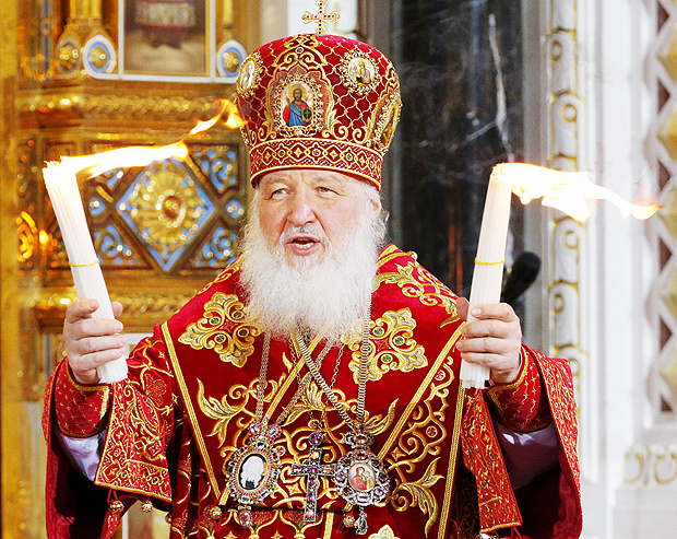 Patriarca Kirill, de Moscou e de toda Rssia, realiza cerimnia pela Pscoa ortodoxa em abril de 2014