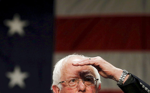 O pré-candidato do Partido Democrata dos EUA Bernie Sanders durante evento em Iowa