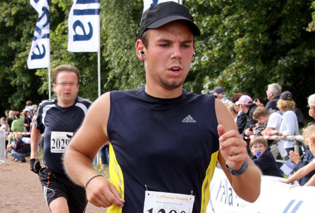  released on March 27, 2015 shows the co-pilot of Germanwings flight 4U9525 Andreas Lubitz taking part in the Airport Hamburg 10-mile run on September 13, 2009 in Hamburg, northern Germany. long flying enthusiast with no apparent psychological problems or terrorist links. into the French Alps, killing all 150 aboard, hid a serious illness from the airline, prosecutors said Friday amid reports he was severely depressed. AFP PHOTO / FOTO TEAM MUELLER ALTERNATIVE CROP RESTRICTED TO EDITORIAL USE - MANDATORY CREDIT 