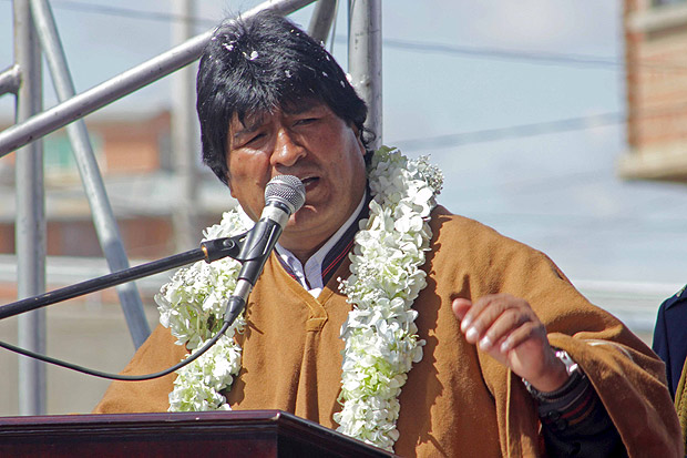 O presidente boliviano Evo Morales discursa em cerimnia em El Alto