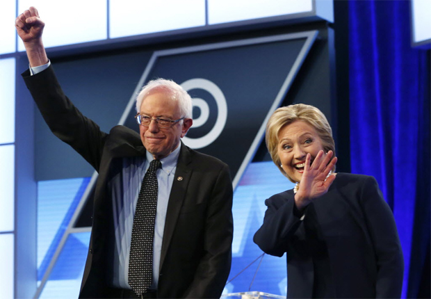 Bernie Sanders e Hillary Clinton durante debate realizado pelo canal em espanhol Univision