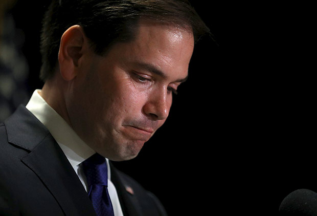 Senador pela Flrida, Marco Rubio, anuncia o fim de sua campanha durante comcio em Miami