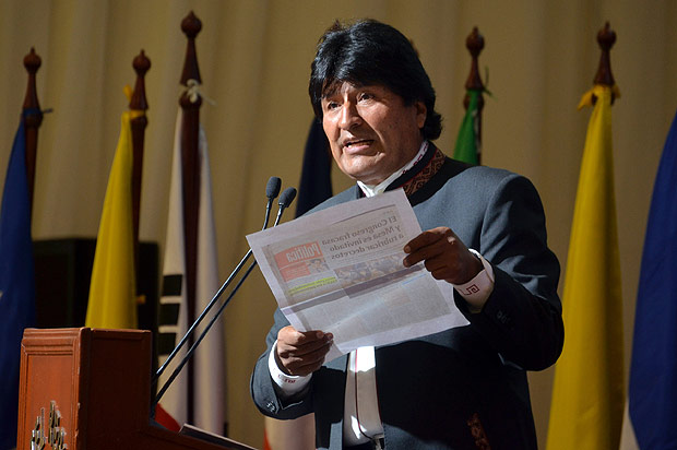 O presidente da Bolvia, Evo Morales, participa de simpsio de administrao pblica em La Paz