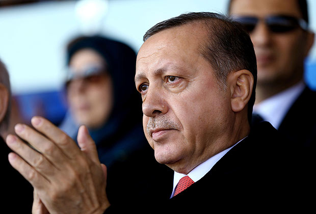 O primeiro ministro Recep Tayyip Erdogan em cerimônia 