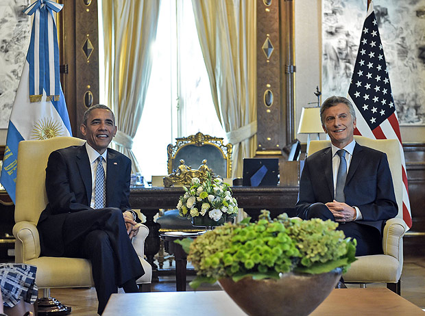 President Barack Obama meets with President Mauricio Macri at the Casa Rosada presidential palace in Buenos Aires
