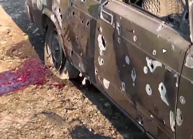 Imagem de vdeo mostra carro atingido durante confrontos em Nagorno-Garabagh