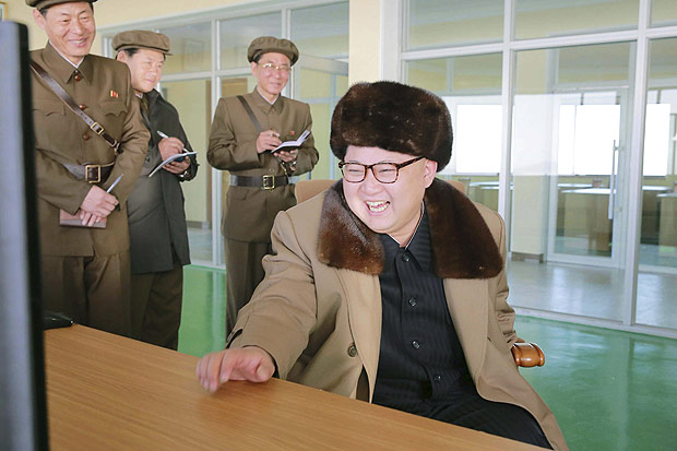 North Korea leader Kim Jong Un watches the test of a new engine for an intercontinental ballistic missle (ICBM) at a test site at Sohae Space Center in Cholsan County, North Pyongan province in North Korea in this undated photo released by North Korea's Korean Central News Agency (KCNA) on April 9, 2016. REUTERS/KCNA ATTENTION EDITORS - THIS PICTURE WAS PROVIDED BY A THIRD PARTY. REUTERS IS UNABLE TO INDEPENDENTLY VERIFY THE AUTHENTICITY, CONTENT, LOCATION OR DATE OF THIS IMAGE. FOR EDITORIAL USE ONLY. NOT FOR SALE FOR MARKETING OR ADVERTISING CAMPAIGNS. THIS PICTURE IS DISTRIBUTED EXACTLY AS RECEIVED BY REUTERS, AS A SERVICE TO CLIENTS. NO THIRD PARTY SALES. SOUTH KOREA OUT. NO COMMERCIAL OR EDITORIAL SALES IN SOUTH KOREA TPX IMAGES OF THE DAY ORG XMIT: PYO03