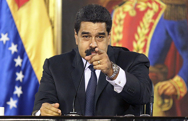 O presidente venezuelano Nicolas Maduro faz discurso em Caracas