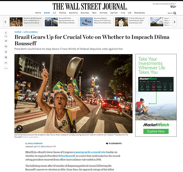 Para o "The Wall Street Journal", a democracia brasileira est sendo testada