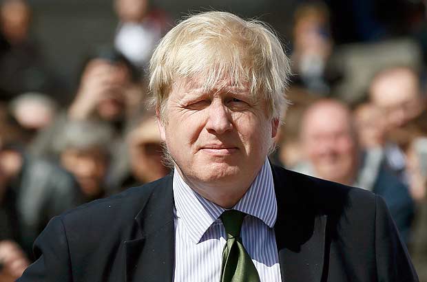 London Mayor Boris Johnson attends the unveiling of a 5.5-meter (20ft) recreation of the 1,800-year-old Arch of Triumph in Palmyra, Syria, at Trafalgar Square in London, Britain April 19, 2016. REUTERS/Stefan Wermuth ORG XMIT: SWT21