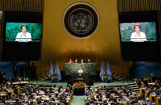 Dilma Rousseff discursa em conferncia da ONU, em, Nova York