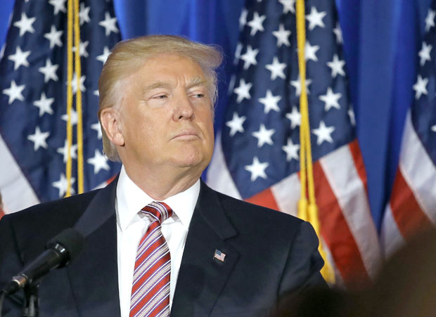O virtual candidato republicano Donald Trump faz discurso em Nova York aps a supertera