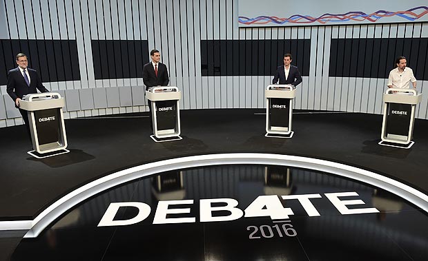 Principais candidatos a premi da Espanha se renem para nico debate na TV antes das eleies
