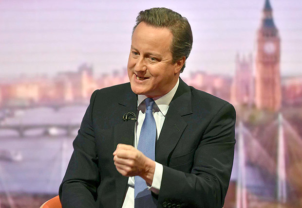 O primeiro-ministro britânico, o conservador David Cameron, participa de debate na BBC em Londres