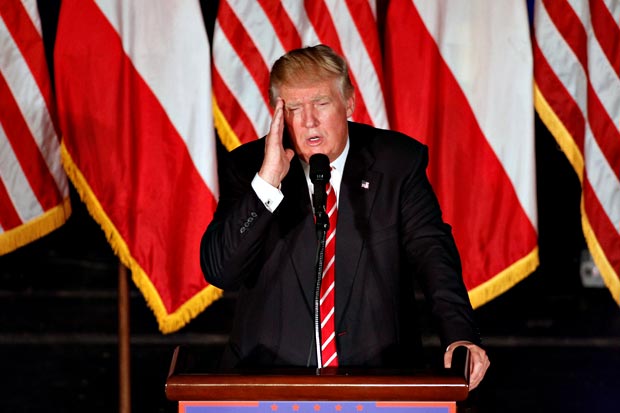O virtual candidato presidencial republicano, Donald Trump, faz discurso em Atlanta na quarta-feira (15)
