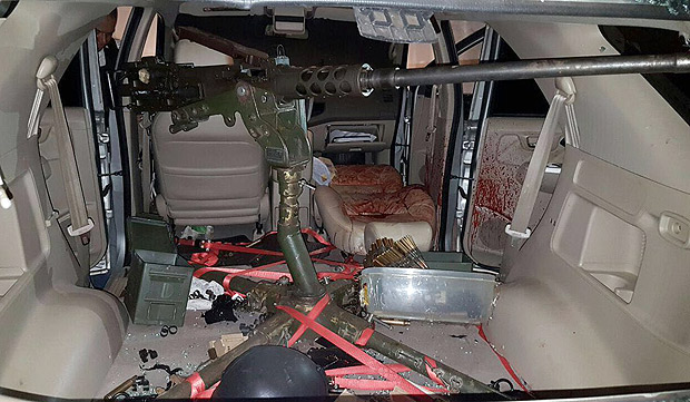 Metralhadora antiaérea usada para romper a blindagem do carro do traficante Jorge Rafaat Toumani, 56, morto com 16 tiros 