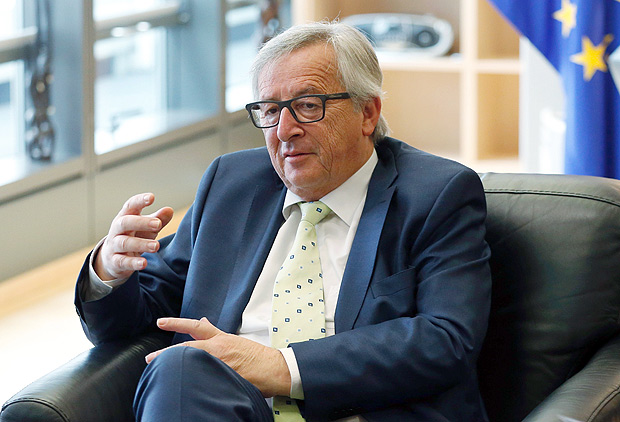 European Commission chief Jean-Claude Juncker is pictured during a meeting with the EU Parliament leader, the President of the European Council, and the Dutch Prime Minister (not pictured) at the EU Headquarters in Brussels on June 24, 2016. European Commission chief Jean-Claude Juncker on June 24, 2016 denied that Britain's shock vote to leave the EU was the start of a process of disintegration for the bloc. / AFP PHOTO / POOL / FRANCOIS LENOIR ORG XMIT: THY01