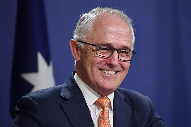 Australian Prime Minister Malcolm Turnbull smiles during a news conference in Sydney, Australia, July 10, 2016. AAP/Paul Miller//via REUTERSATTENTION EDITORS - THIS PICTURE WAS PROVIDED BY A THIRD PARTY. EDITORIAL USE ONLY. NO RESALES. NO ARCHIVE. AUSTRALIA OUT. NEW ZEALAND OUT. TPX IMAGES OF THE DAY ORG XMIT: SYD98