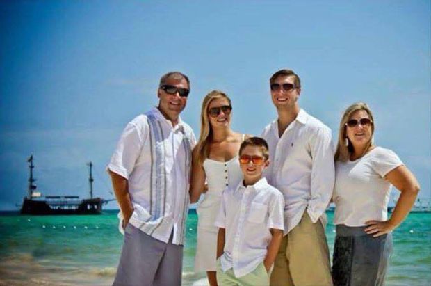 This photo provided by Jess Davis shows the Copeland family, from left, Sean, Maegan, Brodie, Austin and Kim. Davis, a family friend, said Sean Copeland and his son Brodie were killed Thursday, July 14, 2016 when a Frenchman of Tunisian descent drove a truck through crowds celebrating Bastille Day along Nice's beachfront, killing scores of people. (Courtesy of Jess Davis via AP) ORG XMIT: NY108