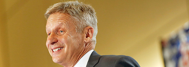 U.S. Libertarian Party presidential candidate Gary Johnson speaks during the 