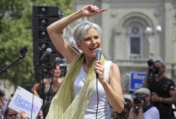 Green Party presidential candidate Jill Stein speaks during a rally of Bernie Sanders supporters outside the Wells Fargo Center on the second day of the Democratic National Convention in Philadelphia, Pennsylvania, July 26, 2016. REUTERS/Dominick Reuter ORG XMIT: DNC02
