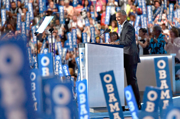 O presidente dos EUA, Barack Obama, discursa nesta quarta-feira (27) na Convenção Democrata