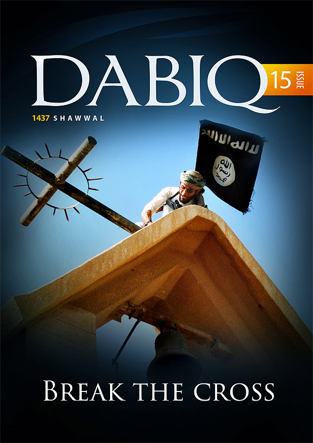 Capa do numero 15 da revista Dabiq, publicação do Estado Islamico