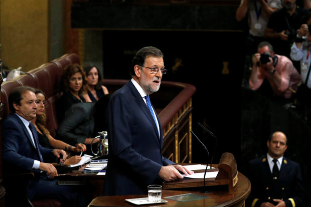 Mariano Rajoy, premi espanhol em exerccio, durante discurso no Parlamento da Espanha nesta tera (30)