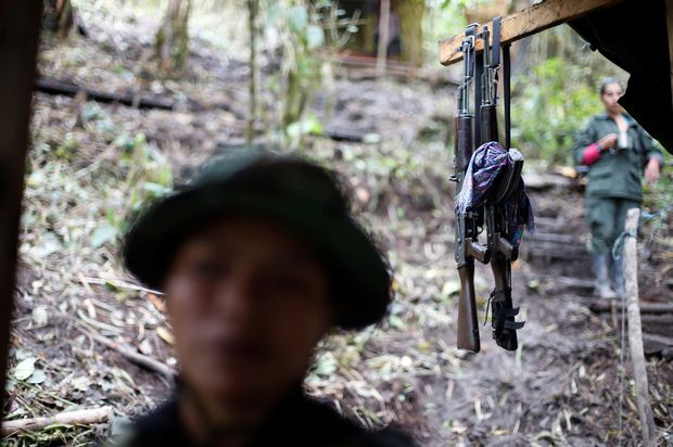 Weapons are seen at a camp of the 51st Front of the Revolutionary Armed Forces of Colombia (FARC) in Cordillera Oriental, Colombia, August 16, 2016. Picture taken August 16, 2016. REUTERS/John Vizcaino ORG XMIT: JWV22