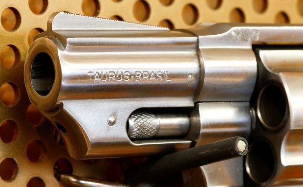 The muzzle of a Brazilian Taurus revolver is seen at Wyss Waffen gun shop in the town of Burgdorf, Switzerland August 10, 2016. Picture taken August 10, 2016. REUTERS/Arnd Wiegmann ORG XMIT: AW08