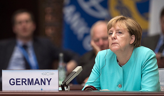 A chanceler alem, Angela Merkel, participa da cpula do G20 em Hangzhou, na China