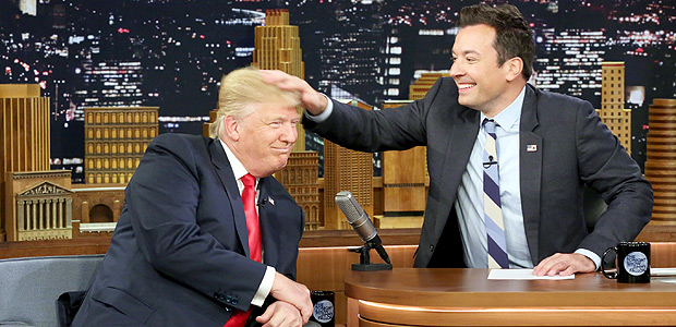 This handout photo provided by NBC THE TONIGHT SHOW shows Republican Presidential Candidate Donald Trump (L) during an interview with host Jimmy Fallon in New York on September 15, 2016. / AFP PHOTO / Episodic / Andrew Lipovsky / RESTRICTED TO EDITORIAL USE - MANDATORY CREDIT "AFP PHOTO / NBC / Andrew Lipovsky" -NO SALES, NO ARCHIVING, NO MARKETING, NO ADVERTISING CAMPAIGNS - DISTRIBUTED AS A SERVICE TO CLIENTS ORG XMIT: Season: 3