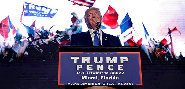 Candidato  Casa Branca, Donald Trump, discursa em Miami