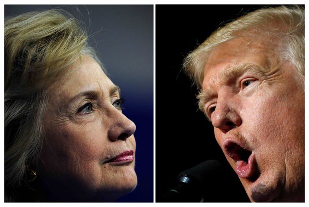 Hillary Clinton e Donald Trump, que debatem na noite desta segunda (26)
