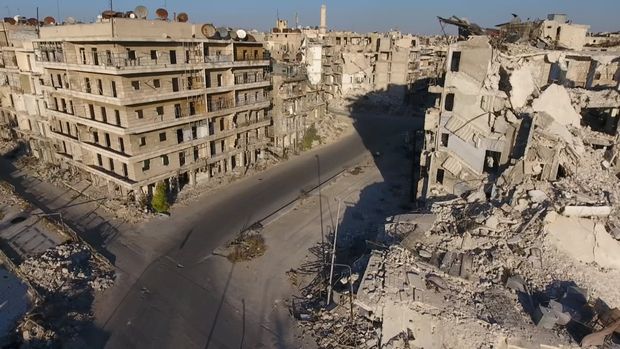 Imagem de Aleppo tirada no final de setembro mostra runas na rea controlado por rebeldes 